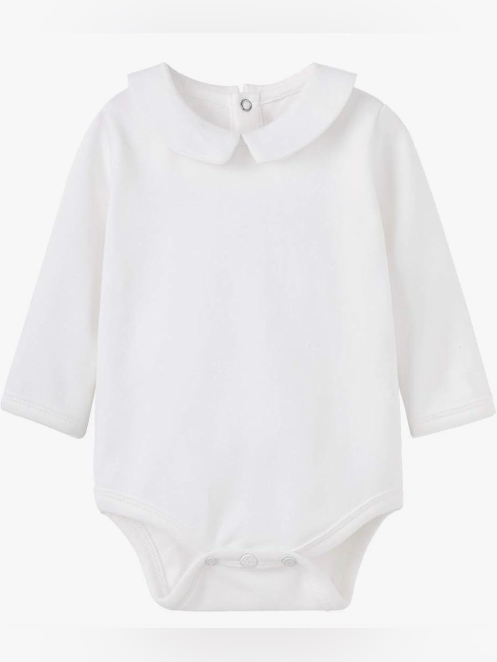 Baby Club Chic White Peter Pan Collar Bodysuit Long Sleeve Baby Bodysuit